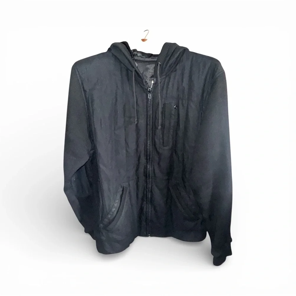 Stylish Men’s Size XL Skater Hooded Zip Up Jacket With Pockets Winter Menswear